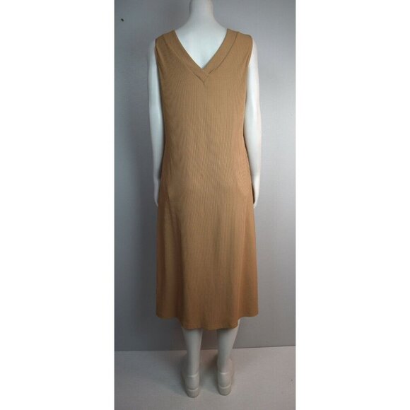 KORI AMERICA - WOMEN'S BEIGE RIBBED MIDI DRESS - SIZE M - STRETCH KNIT - Picture 5 of 7